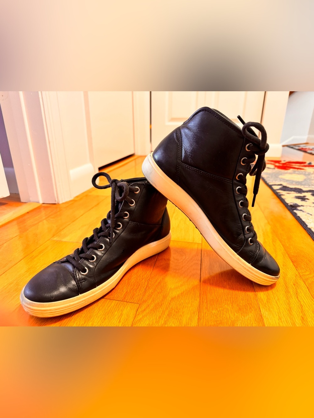 Ecco- Black High-Top Leather Sneakers
